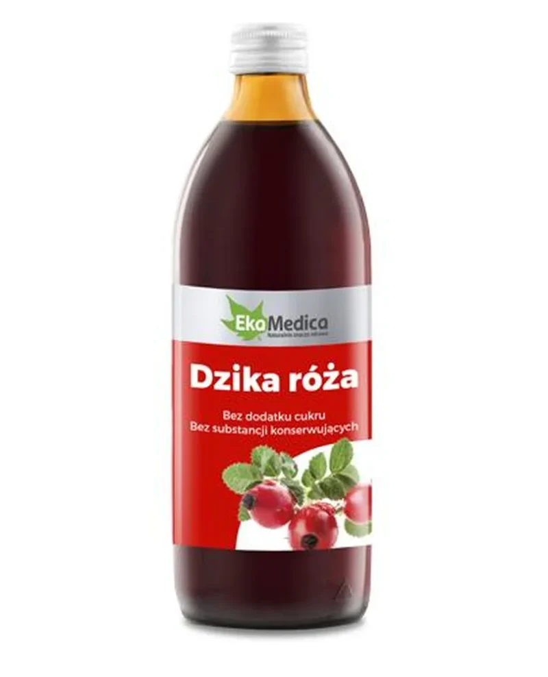 Flasche EKAMEDICA Hagebuttensaft 100 % mit natürlicher Vitamin C Unterstützung für Immunfunktion und Hautgesundheit