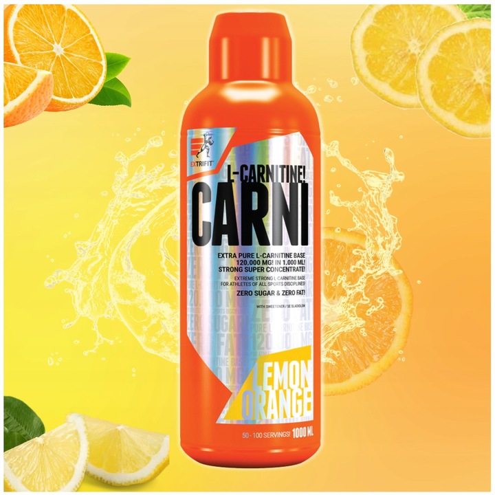 EXTRIFIT Carni 120000mg L-Carnitin Flüssigkeit in Zitrone Geschmack – 1 Liter Flasche für Fettabbau und Energie