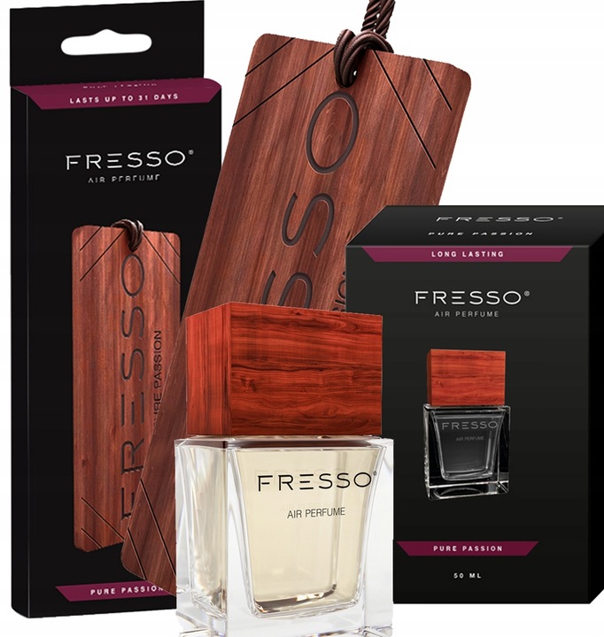 Fresso Pure Passion Auto-Parfüm 50 ml mit Holzanhänger – intensiver Vanille- und Sandelholzduft für Auto und Innenräume