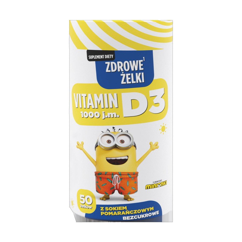Gesunde Minions Gummibärchen Vitamin D 1000, 50 Stück, Nahrungsergänzung für Kinder zur Unterstützung von Knochen, Zähnen, Muskeln und Immunsystem