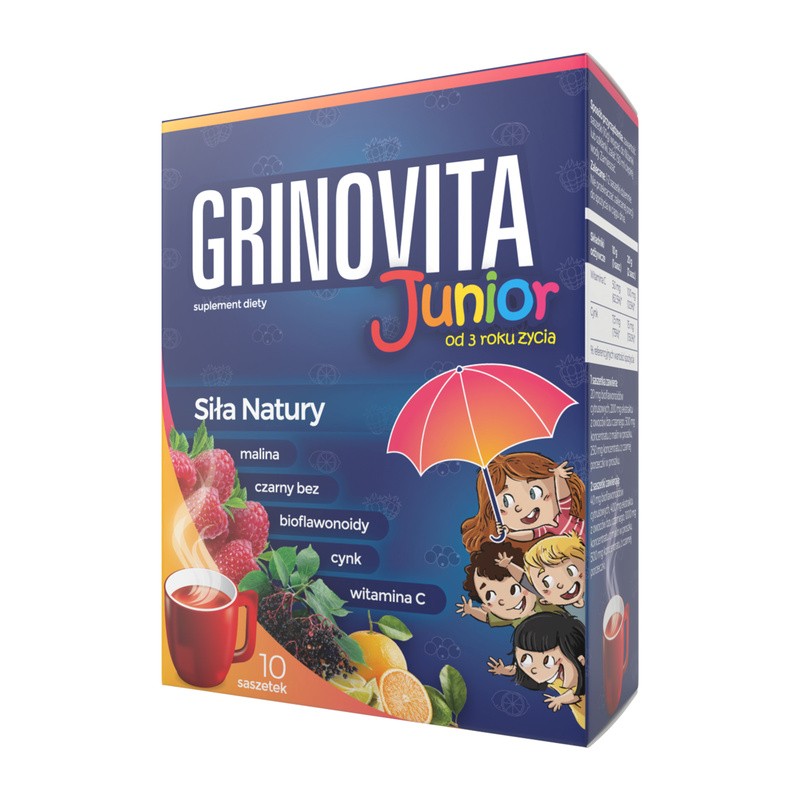 Grinovita Junior Pulver mit Vitamin C, Zink, Holunder und Himbeere für Kinder ab 3 Jahren