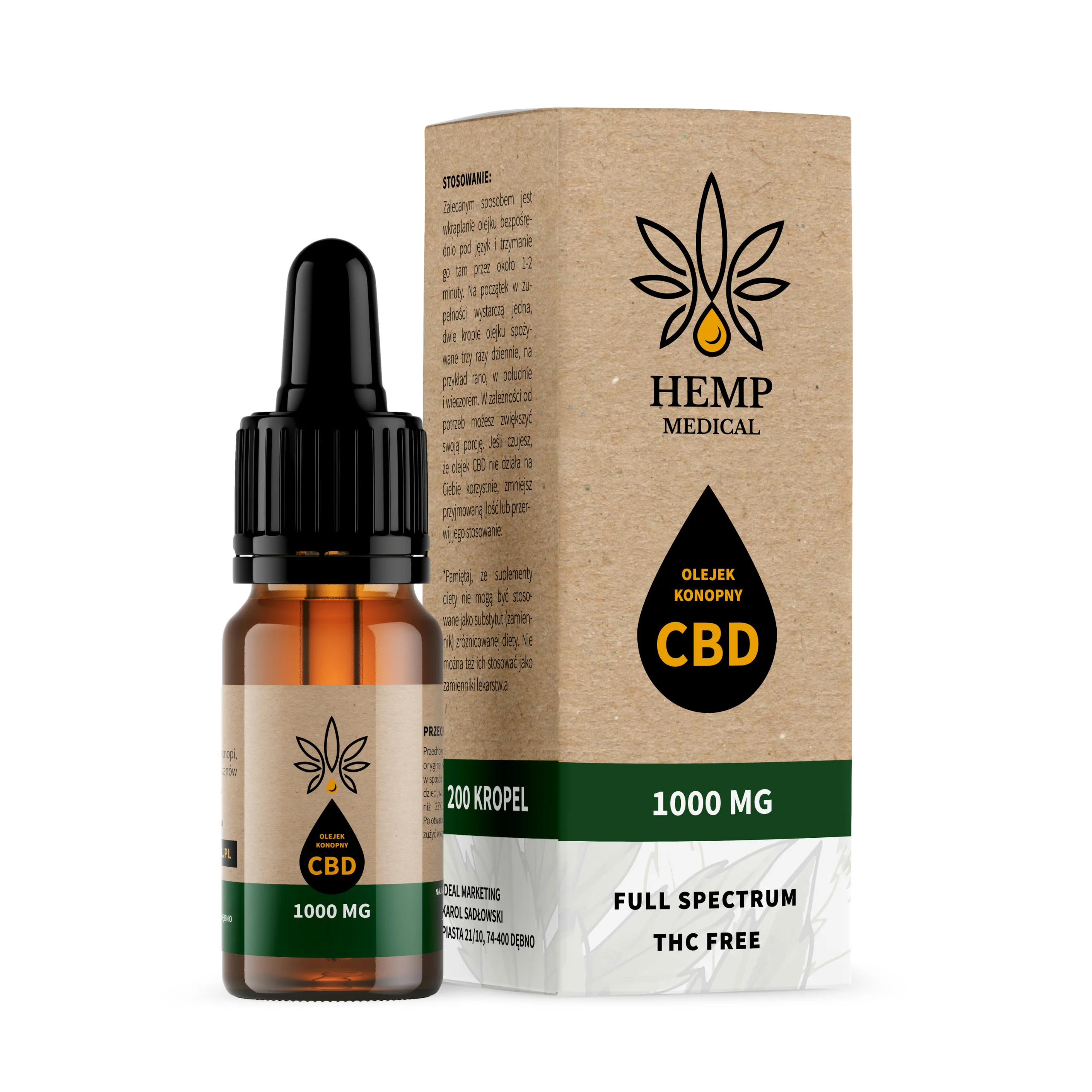 Hemp Medical Öl 10% 1000 mg Vollspektrum CBD in 10 ml Flasche, natürliches Hanföl