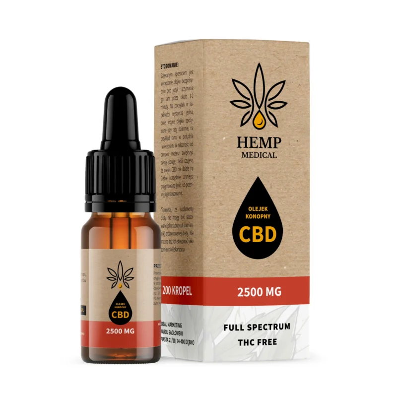 Hemp Medical Öl 25% 2500 mg Vollspektrum CBD in 10 ml Flasche, natürliches Hanföl