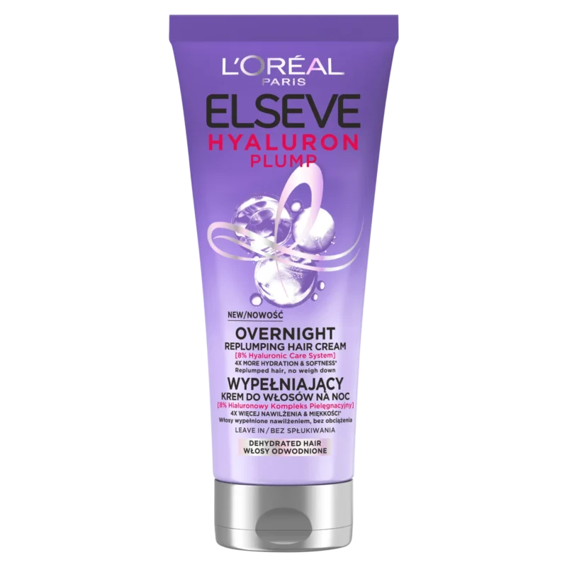 L’Oréal Elseve Hyaluron Plump Nacht Haarcreme mit Hyaluronsäure für trockenes Haar 200 ml