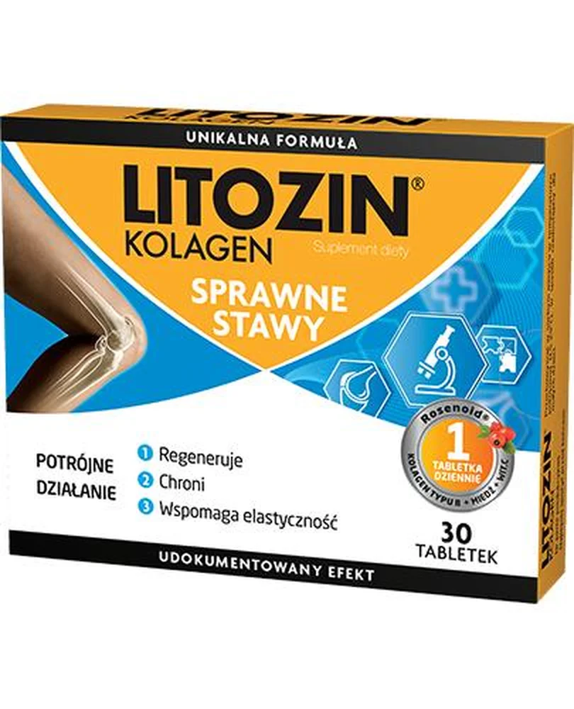 Litozin Kollagen 30 Tabletten zur Unterstützung der Gelenkbeweglichkeit und Knorpelgesundheit mit Kollagen Typ II, Wildrose und Vitamin C