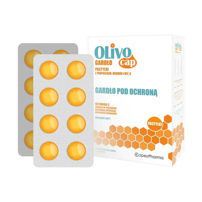 Olivocap Hals – 16 Lutschtabletten mit Propolis, Pulverhonig und Vitamin C zur Unterstützung der Immunfunktion und Halsgesundheit.