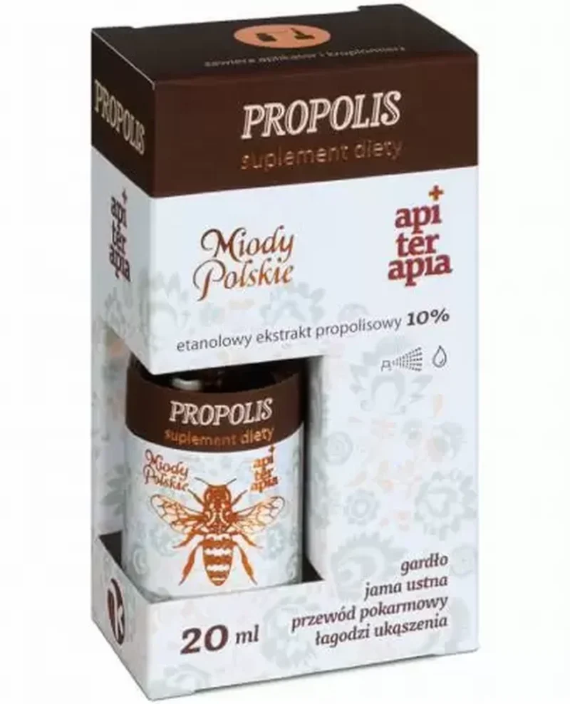 Polnische Honige Propolis forte 10 % – 20 ml Propolis-Extrakt, unterstützt das Immunsystem und die Halsgesundheit auf natürliche Weise.