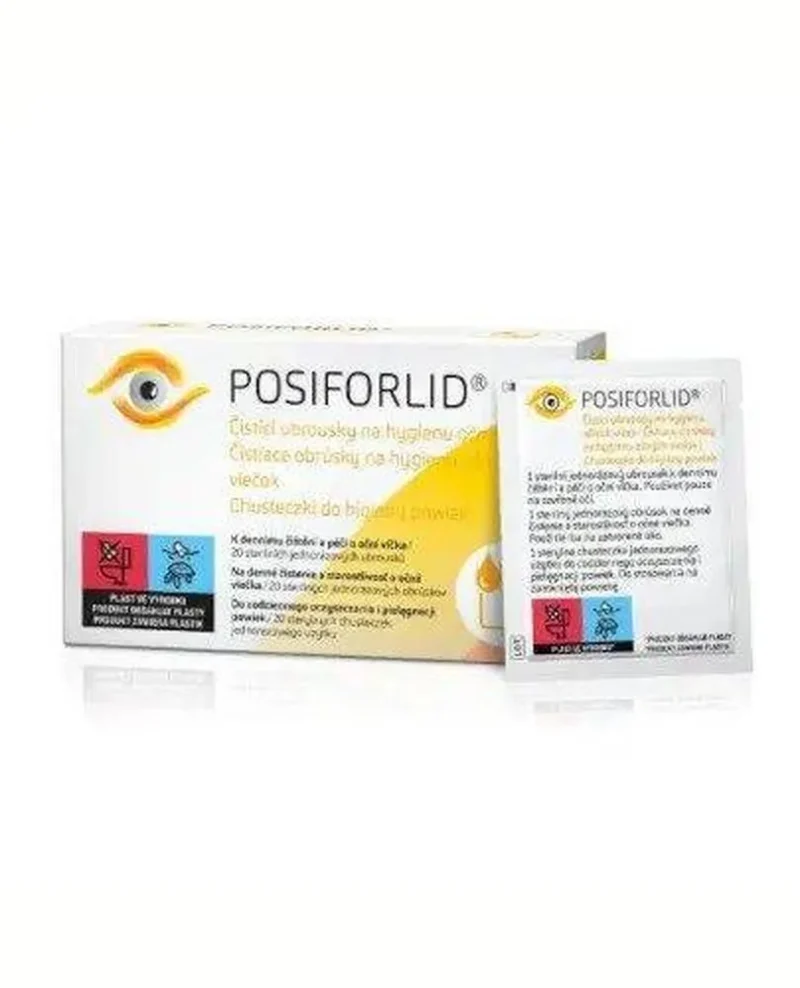 Packung Posiforlid Augenreinigungstücher für tägliche Pflege und sanfte Reinigung empfindlicher Augenlider, 20 Stück