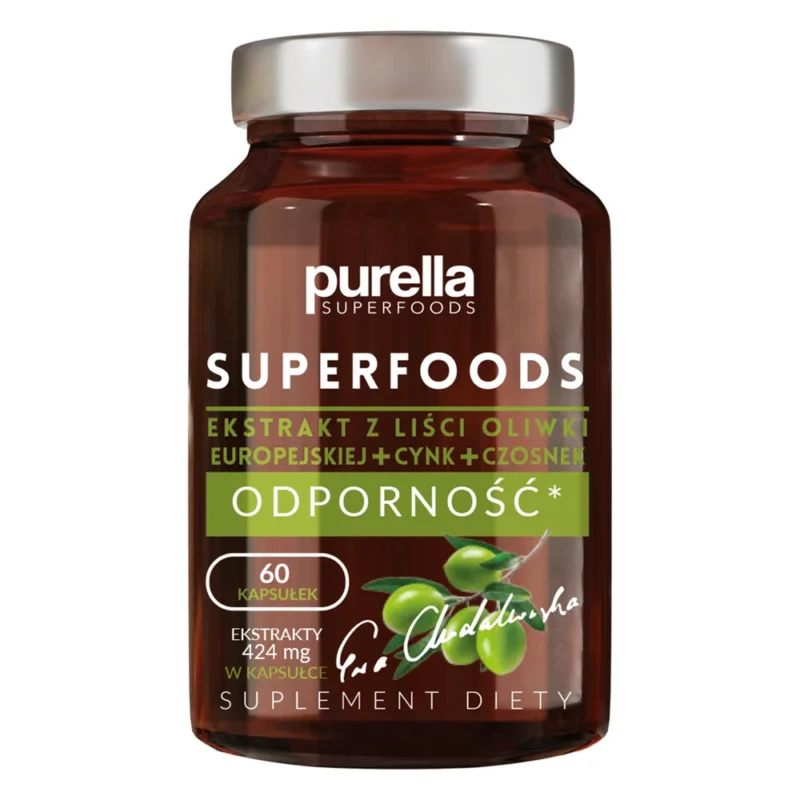 Purella Superfoods Kapseln mit Olivenblatt, Knoblauch und Zink zur Unterstützung des Immunsystems und der Nährstoffaufnahme
