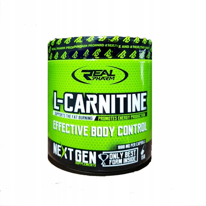 Real Pharm L-Carnitin 1000 mg Kapseln – hochwertiges Nahrungsergänzungsmittel für Fettstoffwechsel und Energie.