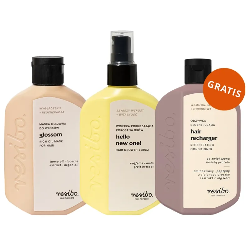 Resibo Glossom Haarpflege Set Öl Haarmaske Tonikum Haarwachstum und regenerierender Conditioner Set