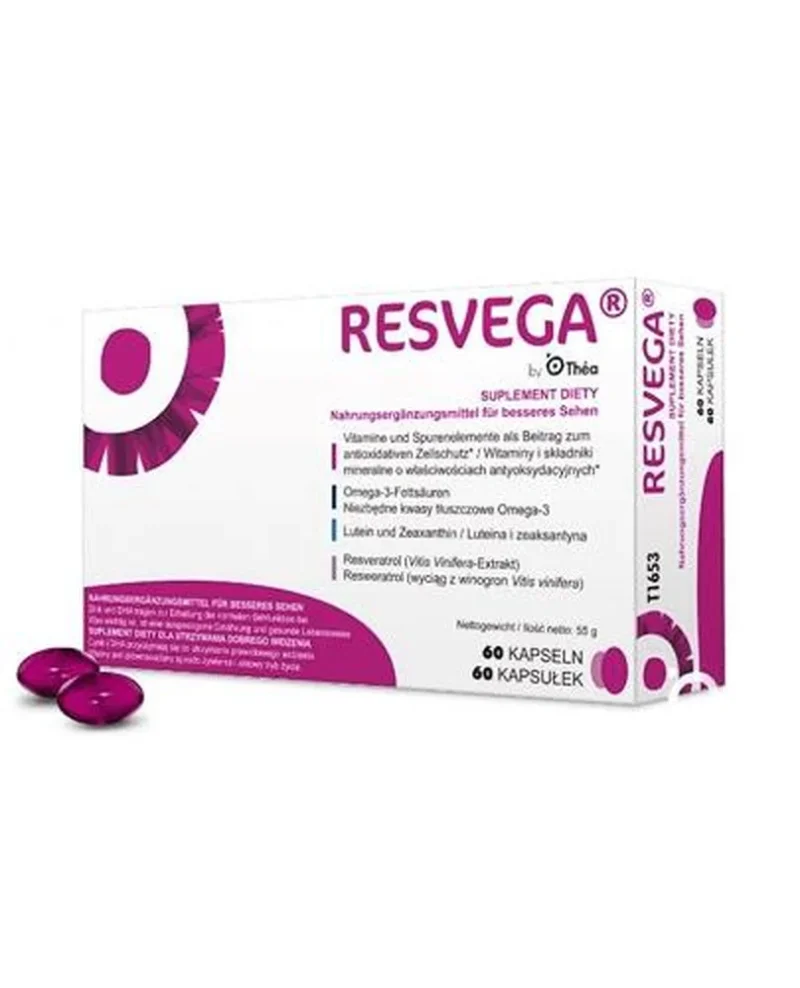 Resvega Nahrungsergänzung 60 Kapseln – Omega-3, Lutein, Zeaxanthin für gesunde Augen und Zellschutz