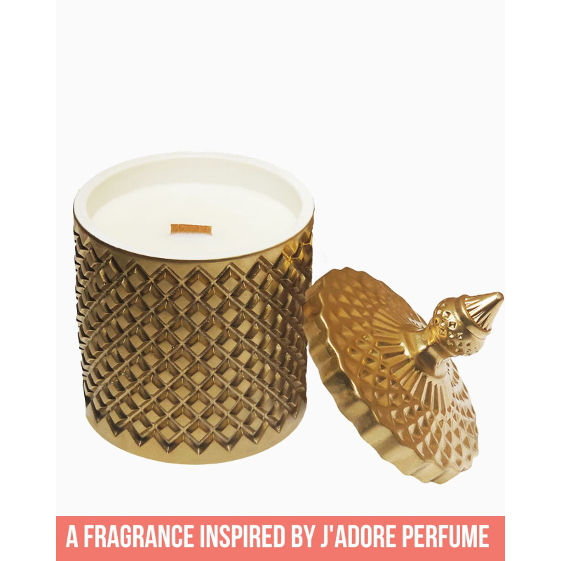 Goldene Sojakerze „Goldene Intimität“ – 300 ml, Duft inspiriert von J’adore, luxuriöses Aroma für Wohnraum, Aromatherapie und Geschenke