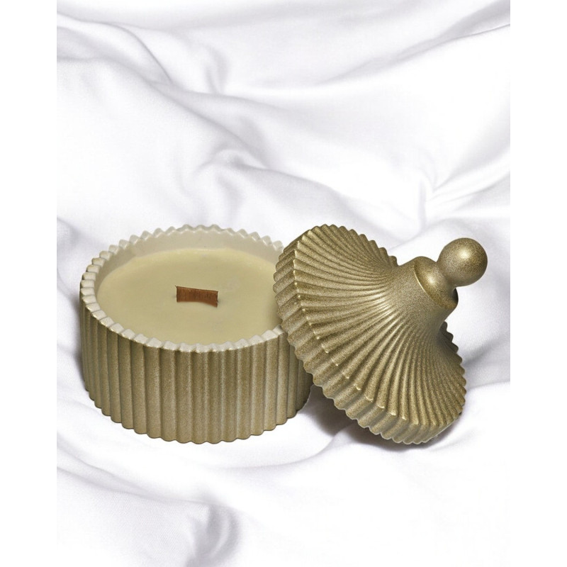 Sojakerze Duft inspiriert von Tom Ford Soleil Blanc 90 ml 1 Sojakerze „Citrus Garden“ – 300 ml, luxuriöser frischer Zitrusduft aus Zitrone, Orange und Limette, elegantes goldfarbenes Design für Wohnräume