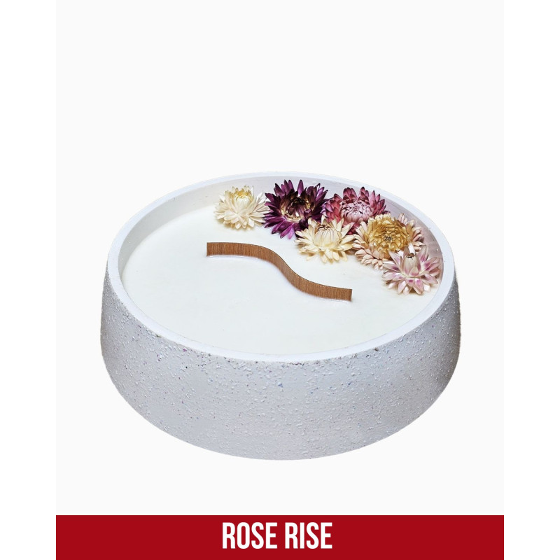 Sojawachskerze Florale Majestät 600 ml Orientalische Rose im Gipsgefäß