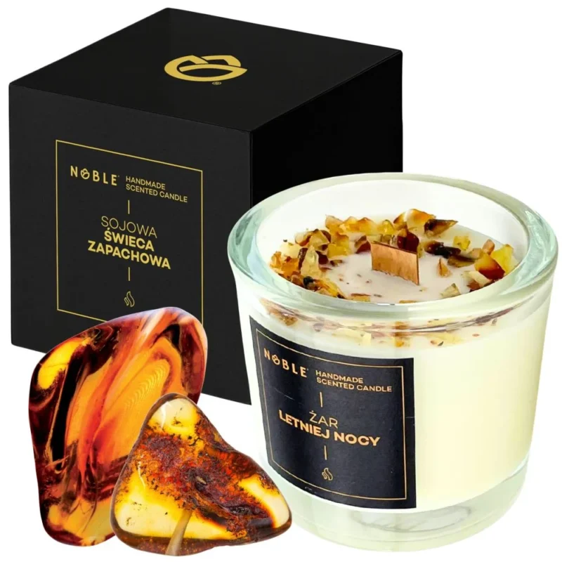Noble Sommernachtglut Weiß Duftkerze – große natürliche Sojakerze mit Vanille-, Bergamotte- und holzigen Duftnoten