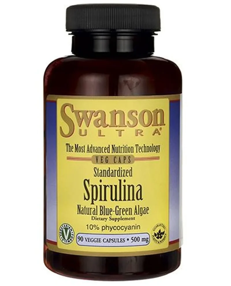 Swanson Spirulina Blau-Grüne Algen – 90 Kapseln. Pflanzliches Protein, Antioxidantien und Nährstoffe zur Unterstützung von Energie, Stoffwechsel und Gesundheit.