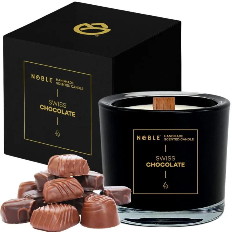 Handgefertigte natürliche Sojakerze Swiss Chocolate 210 ml mit Duft von Schweizer Schokolade, lang anhaltend und vegan