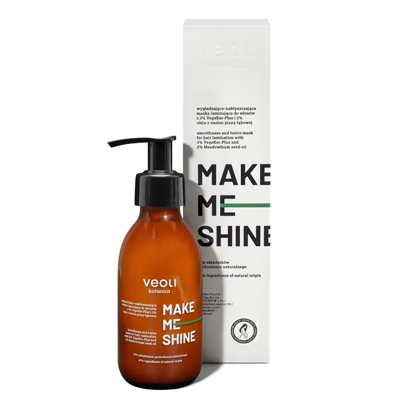 Veoli Botanica Make Me Shine laminierende Haarmaske für Glanz, Feuchtigkeit und Anti Frizz Effekt 140 ml
