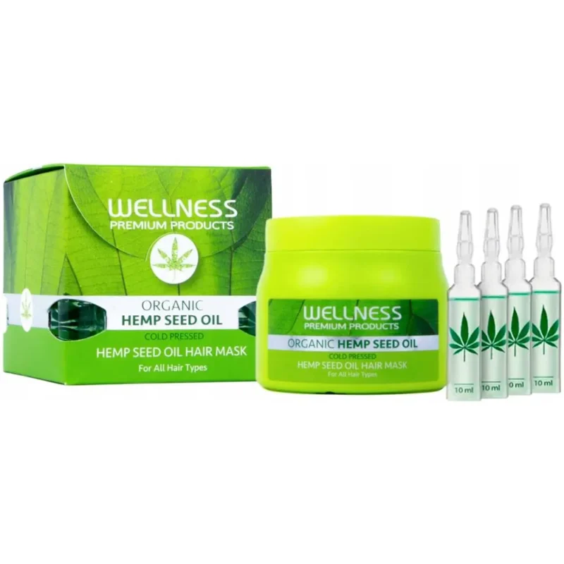 Wellness Premium Products Intensive Haarmaske mit Bio-Hanfsamenöl und Pflegeampullen für intensive Feuchtigkeit
