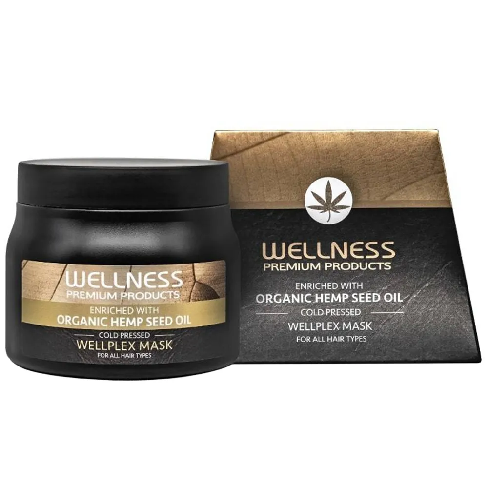 WellPlex regenerierende Haarmaske für brüchiges und geschwächtes Haar mit Hanfsamenöl und Keratin 500 ml