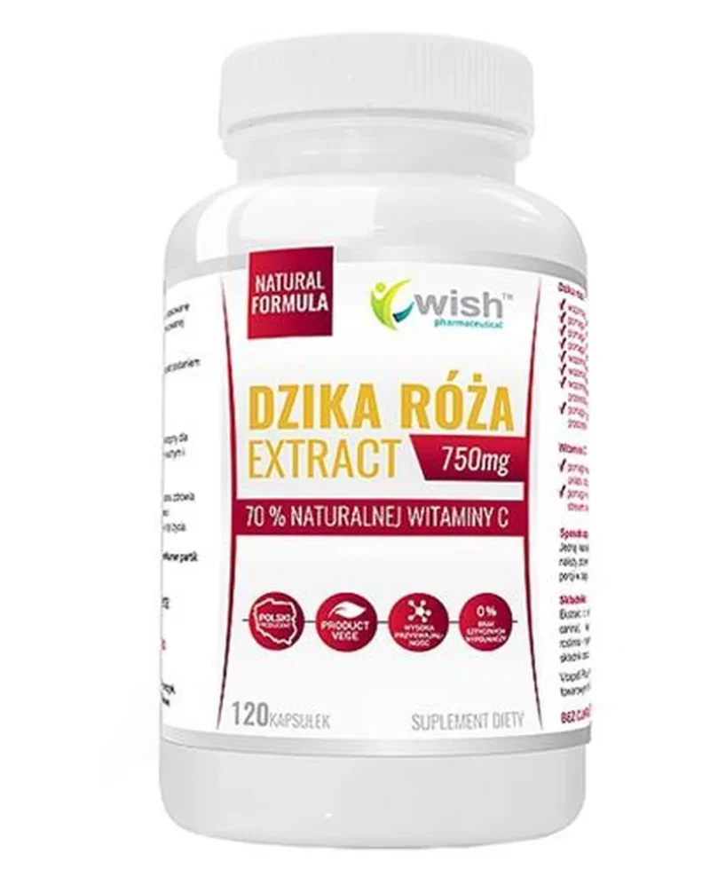 Wish Wildrosenextrakt 750 mg Kapseln Packung mit 120 Kapseln, Vitamin C Supplement zur Immununterstützung