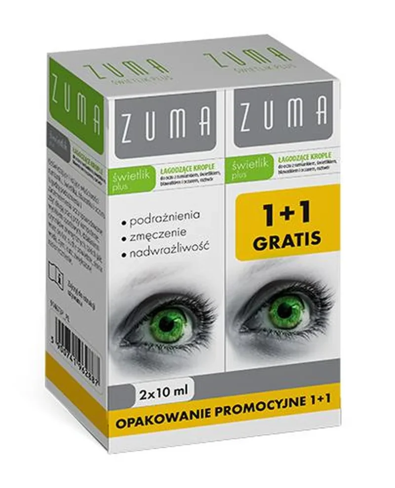 Zuma Świetlik Plus beruhigende Augentropfen 2 x 10 ml mit Augentrost, Kamille, Kornblume und Hamamelis