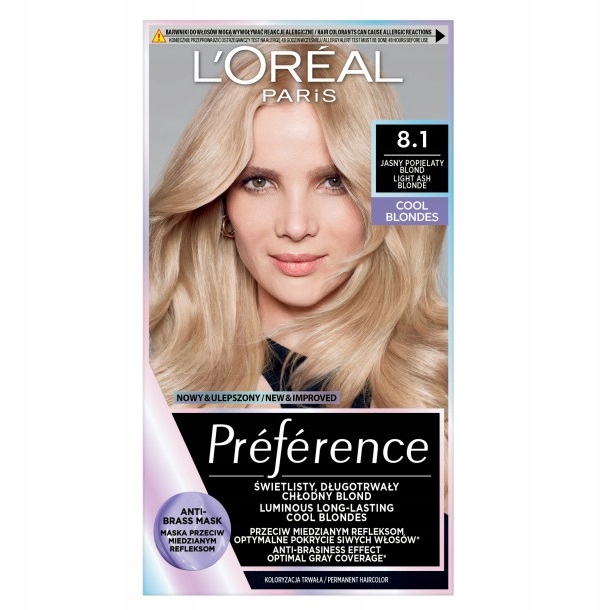 L'Oréal Paris Préférence 8.1 Copenhagen hellaschblonde Haarfarbe mit langanhaltendem Farbglanz