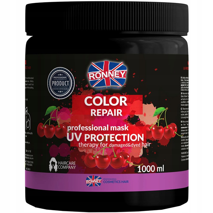 Ronney Color Repair Cherry UV Protection Haarmaske für gefärbtes Haar mit UV-Schutz, 1000 ml