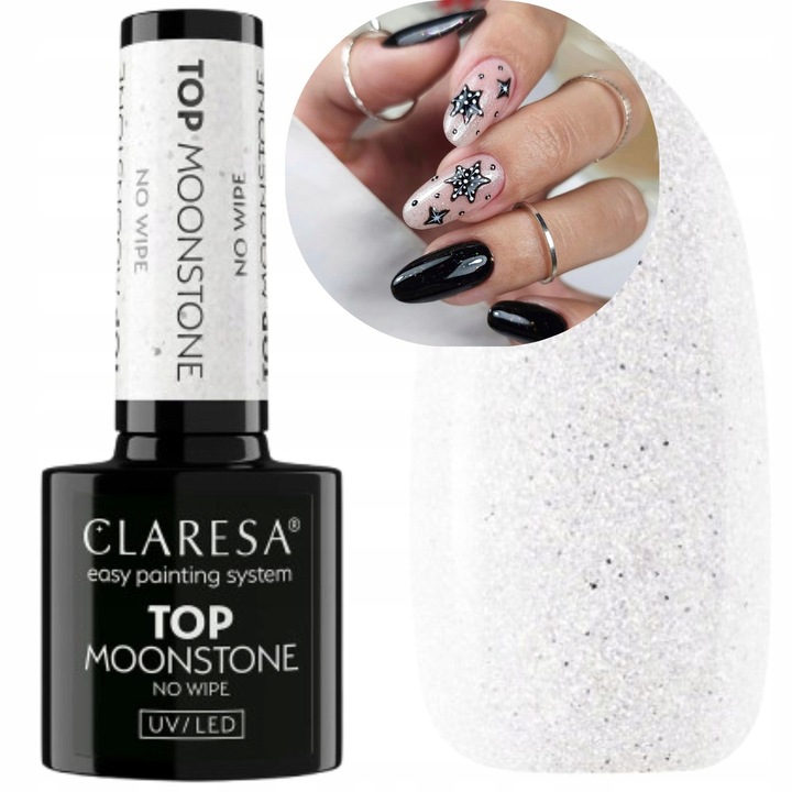 CLARESA Moonstone No Wipe Top Coat mit silbernem Glitzer-Effekt