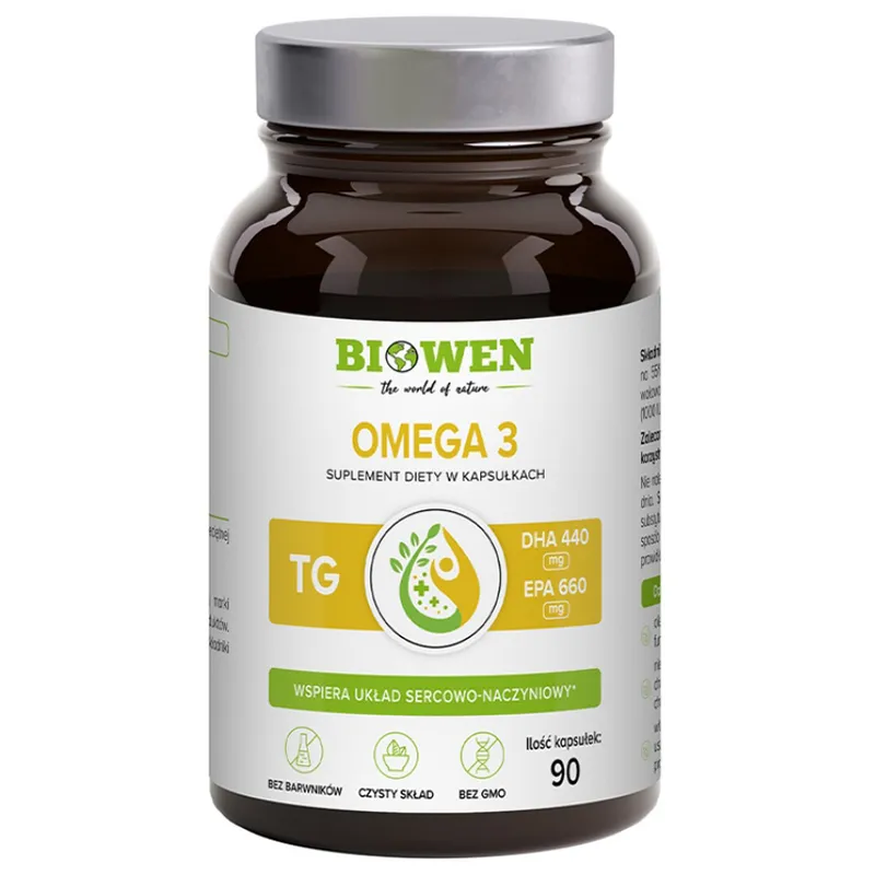 Biowen Omega-3 Kapseln mit Fischöl aus Sardellen, reich an EPA und DHA – Nahrungsergänzungsmittel, 90 Kapseln
