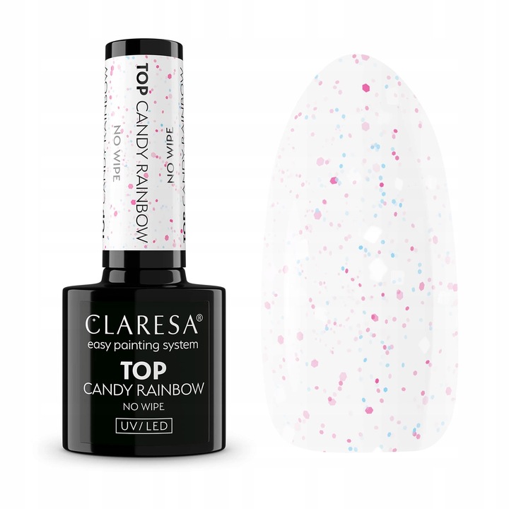 CLARESA Candy Rainbow No Wipe Top Coat mit pastellfarbenem Konfetti