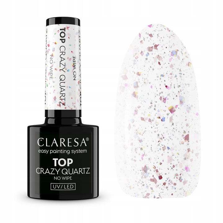CLARESA Crazy Quartz No Wipe Top Coat mit roségoldenen Folienpartikeln