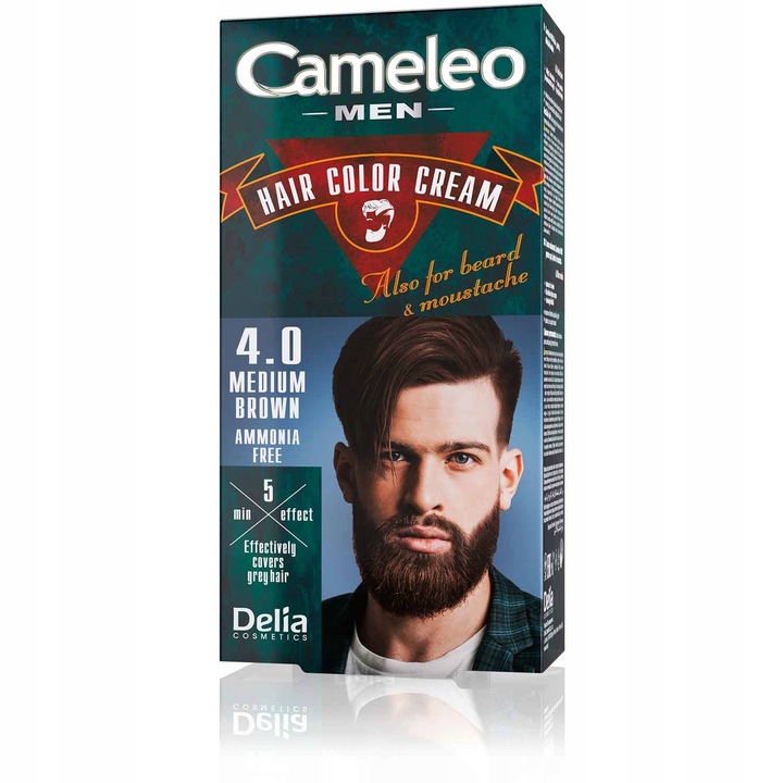 Cameleo Men Haar- und Bartfarbe 4.0 Mittelbraun für Männer zur schnellen Grauabdeckung in nur 5 Minuten