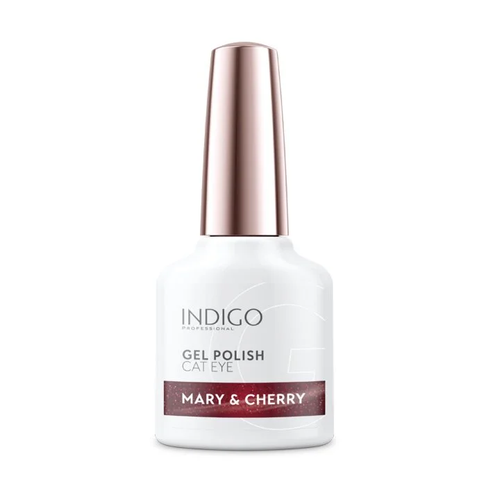 Mary & Cherry Cat-Eye Hybrid-Nagellack 7 ml burgund mit rosa Partikeln