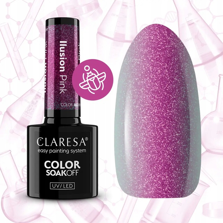 Claresa ILUSION PINK Hybrid Nagellack mit Chameleon-Effekt und multidimensionalem Farbspiel
