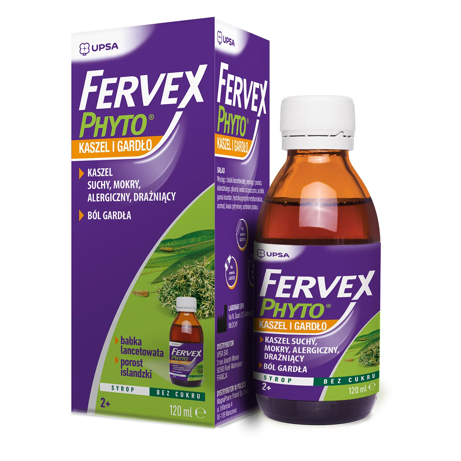 Fervex Phyto Husten und Hals Sirup 120 ml – pflanzlicher Hustensirup ohne Zucker für Kinder ab 2 Jahren und Erwachsene