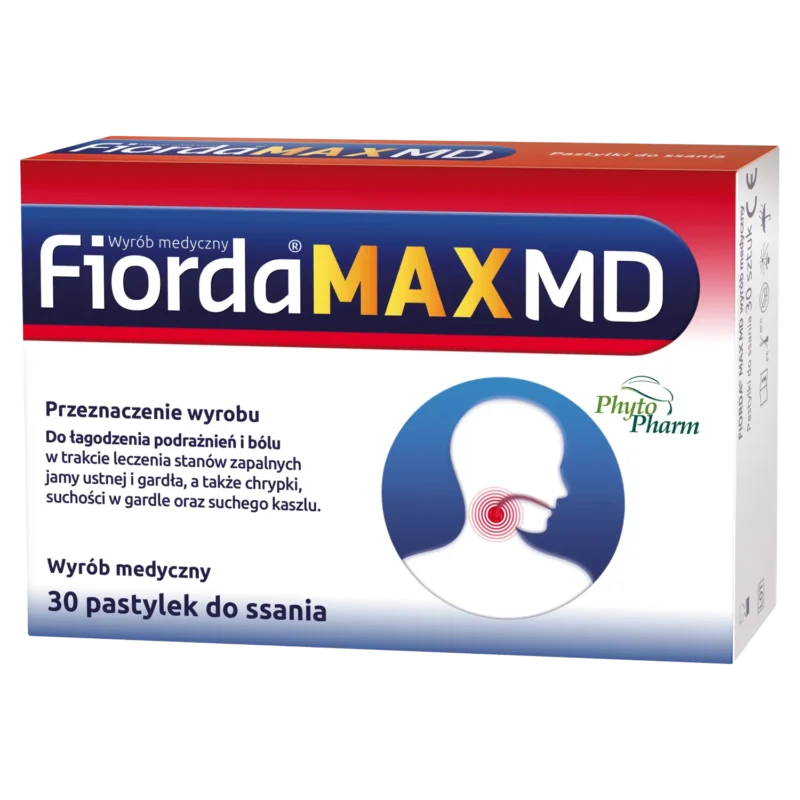 Fiorda Max MD Lutschpastillen 30 Stück – medizinische Halspastillen bei Halsschmerzen und Reizungen