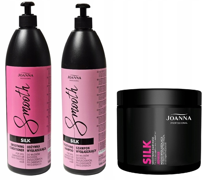Joanna Professional Silk Shampoo Spülung und Haarmaske Set mit Seide