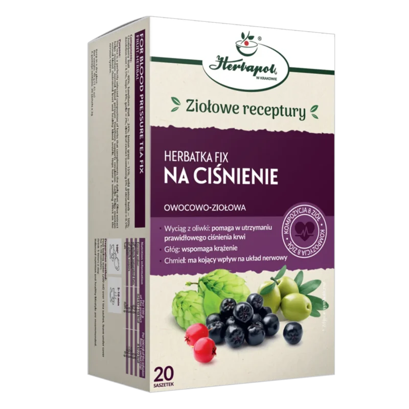 Herbapol Blutdruck Frucht-Kräutertee – Fix-Teebeutel mit Weißdorn, Aronia und Olivenblatt