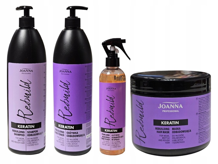 Joanna Professional Keratin Shampoo Spülung Maske und Leave-in Spray Set