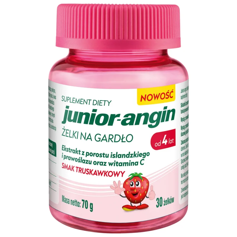 Junior-angin Halsgummis Erdbeer-Geschmack 30 Stück – vegane Gummibonbons für Kinder ab 4 Jahren