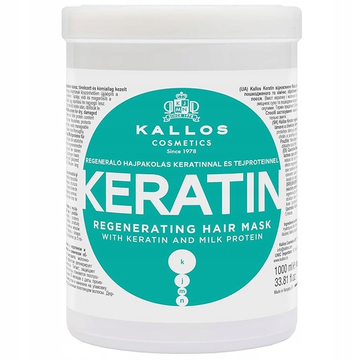 Kallos Keratin regenerierende Haarmaske 1000 ml mit Milchproteinen