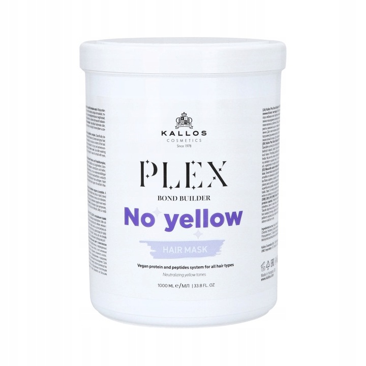 Kallos Plex No Yellow Haarmaske 1000 ml für blondes und graues Haar