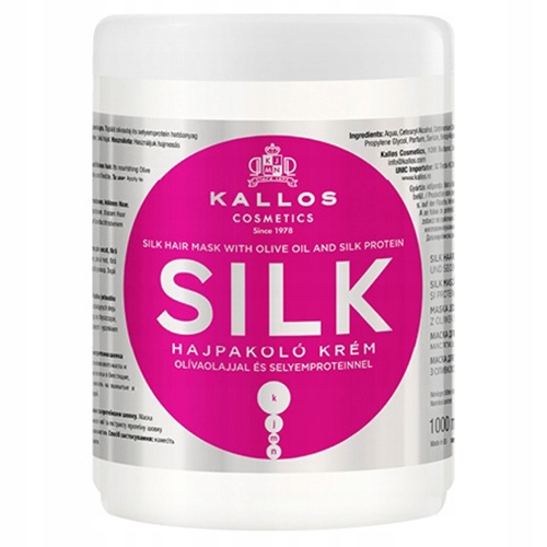 Kallos Silk regenerierende Haarmaske 1000 ml mit Seidenproteinen und Olivenöl
