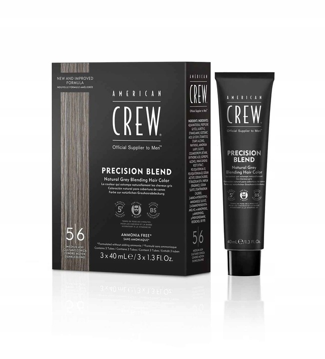 American Crew Precision Blend 5-6 Medium Ash Haarfarbe für Männer 3x40ml