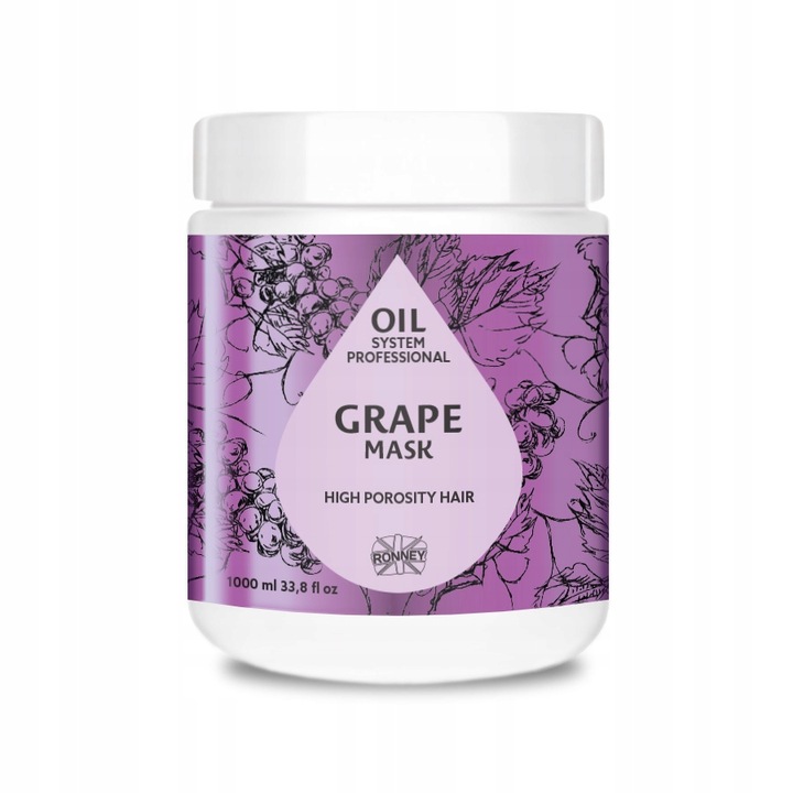 Ronney Professional Oil System Grape Haarmaske für hochporöses, trockenes und geschädigtes Haar, 1000 ml