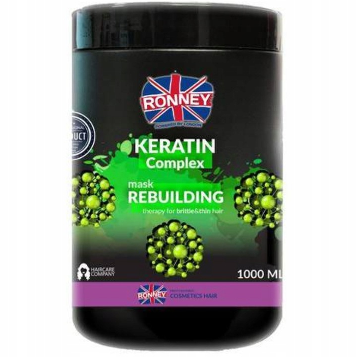 Ronney Keratin Complex Haarmaske für brüchiges und feines Haar, regenerierende Keratinpflege, 1000 ml