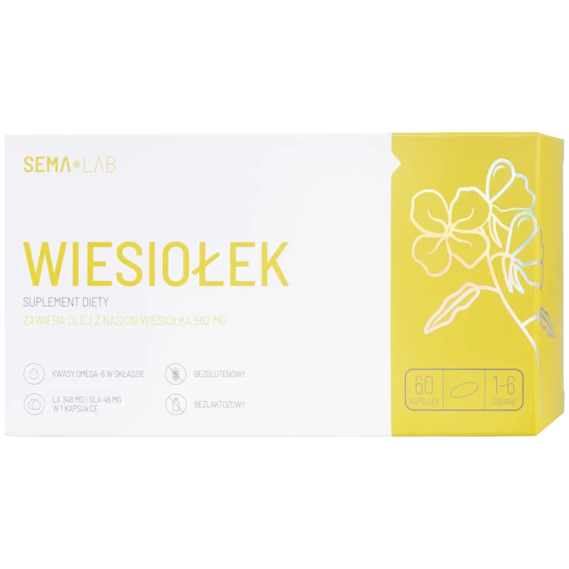 SEMA Lab Nachtkerzenöl Kapseln – kaltgepresstes Nachtkerzensamenöl mit Omega-6-Fettsäuren, 60 Kapseln