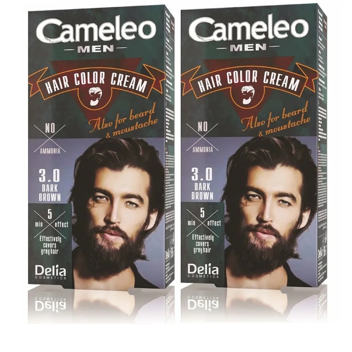 CAMELEO Men Bart- und Haarfarbe 3.0 Dunkelbraun für Männer zur schnellen Grauabdeckung in 5 Minuten